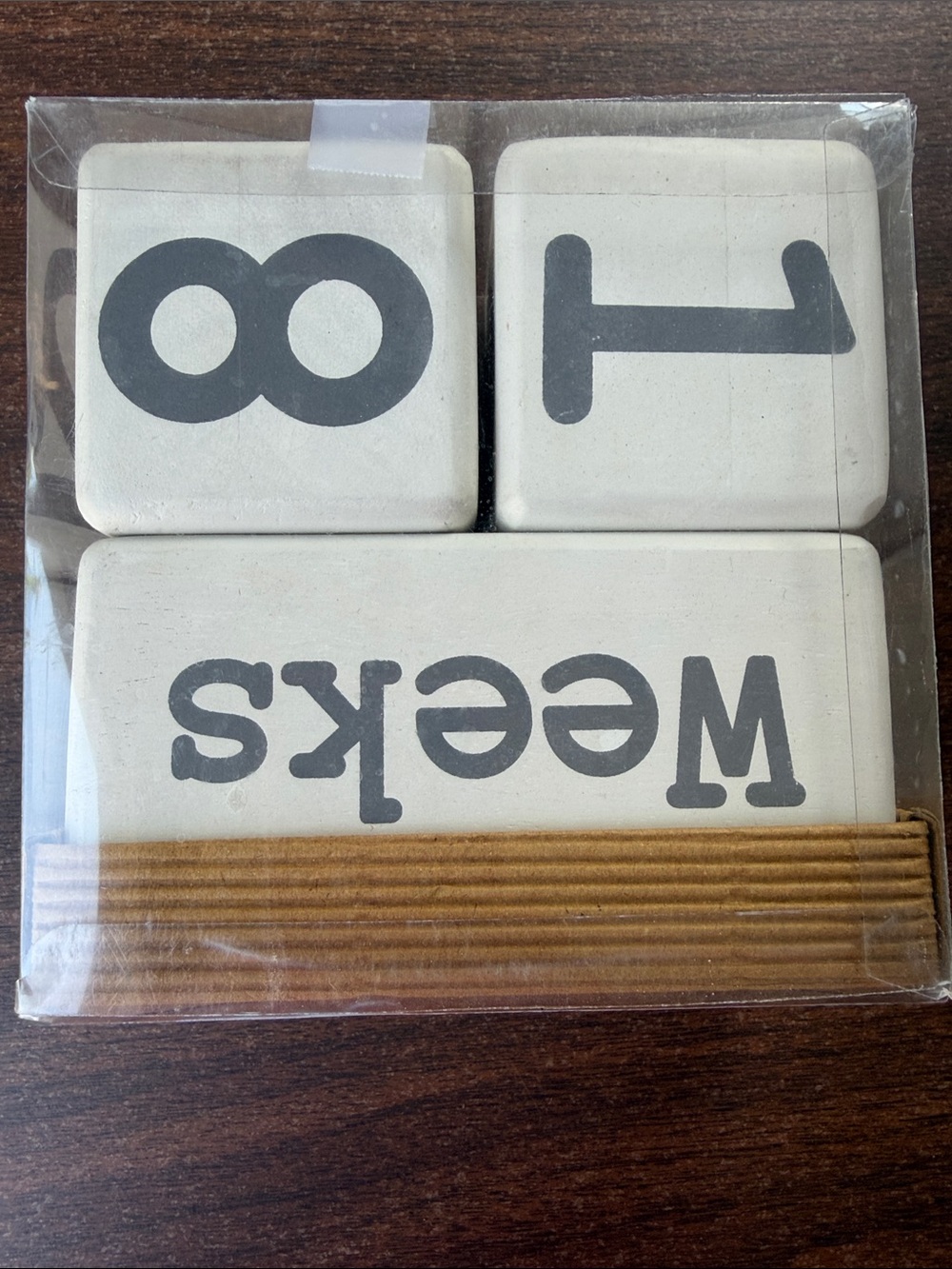 Mud Pie White & Gray Wooden Baby Weeks Blocks